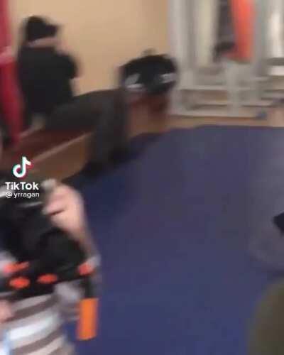 Literal toddler steals a guy’s phone, squares up, and absolutely decks him.