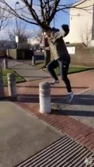 Let’s jump up on a concrete post