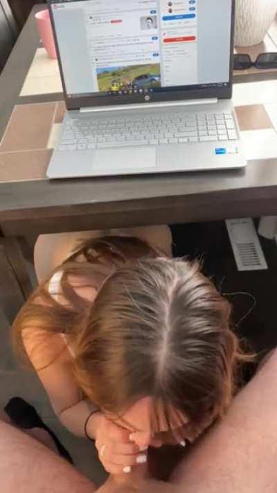 All he has to do is pull it out and I start sucking him