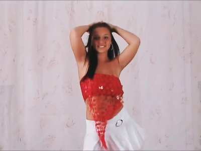 Christina Model - Red curtain top 