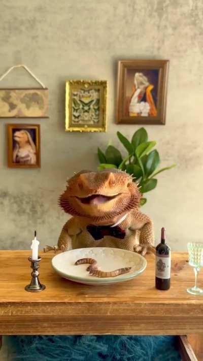 Distinguished gentleman consumes his meal