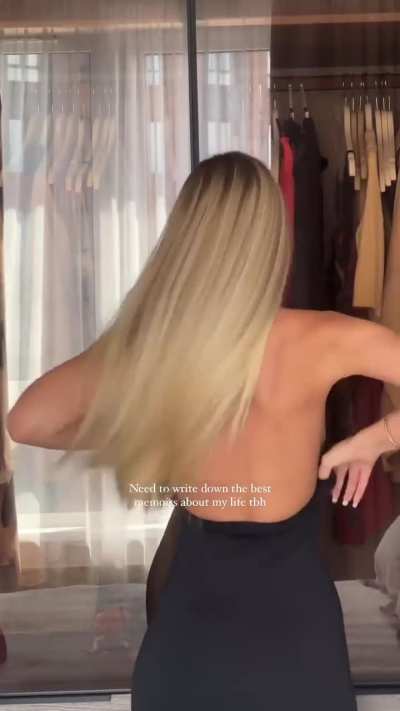 Polina Malinovskaya - Considering Writing Memoirs and Dressing Up From a Topless Black Thong to a Long Black Dress (IG Story Clip)