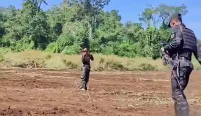 Myanmar soldier's RPG misfires
