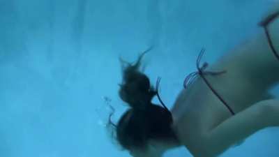 Christina Model - Black and Red Microbikini (Underwater) 