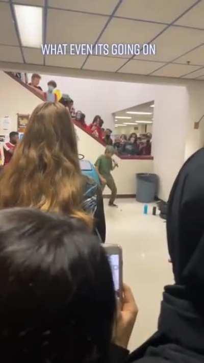 In front of the whole school and everyone is filming him