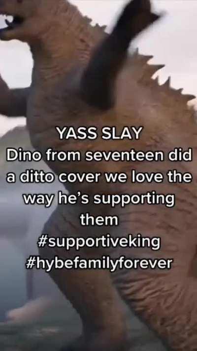 OMG Dinosour oppar from sevenflop supporting Old rugs unnies 😍😘