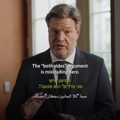 German Vice-Chancellor Robert Habeck's speech on the October 7 attacks and anti-Semitism in Germany (subtitles in English, Hebrew and Arabic)
