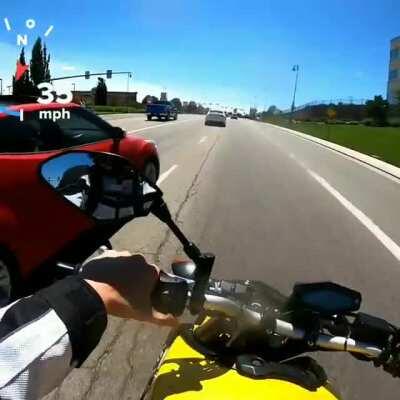 Turn your head before you merge. And dont be an impatient ass when someone merges into your lane further ahead. He got what he deserved.