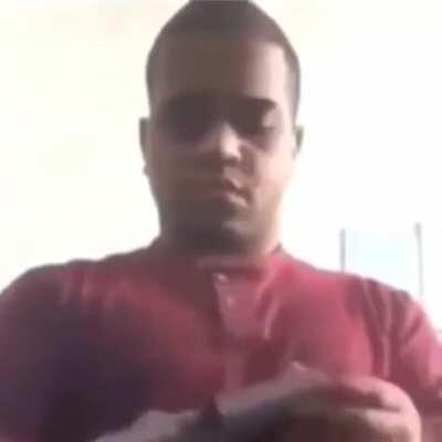 Man almost blew his face outta his head 😬