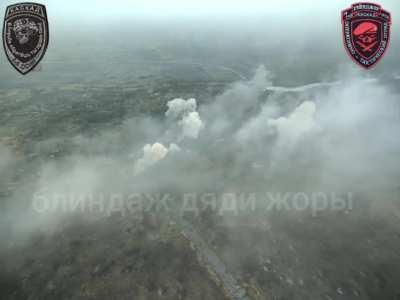 RU POV: Russian TOS-1A strike on Novomykhailivka.
