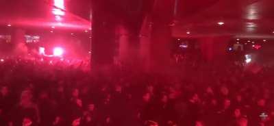 Flares and smoke. Barbarians of Ajax Amsterdam.