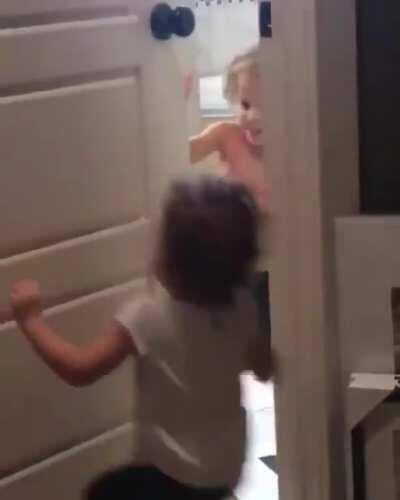 The evil smile she does when she closes the door.