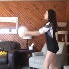 Playing volleyball at home