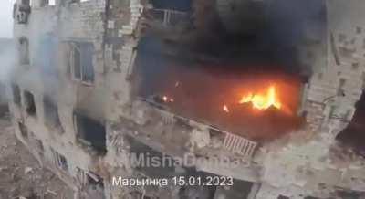 Drone tour of Maryinka after 'liberation' by russian forces...