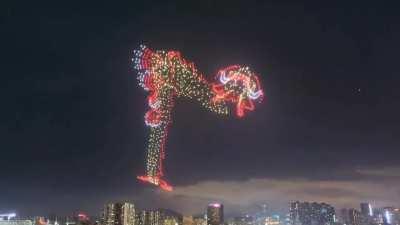 Dragons made up of drone swarm in China