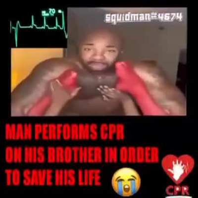 man performs cpr