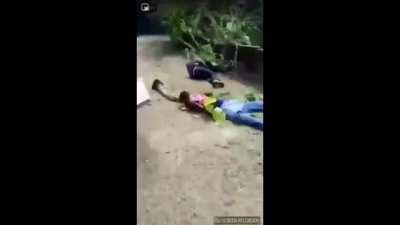 He attacks another man from behind, but gets his ass kicked out of his pants