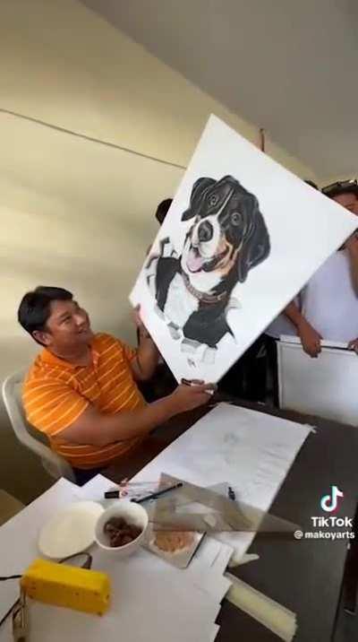 Art teacher grades his students 