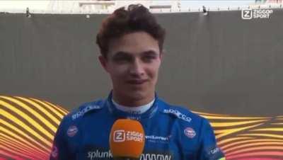 Lando Norris' PR manager with a clutch save