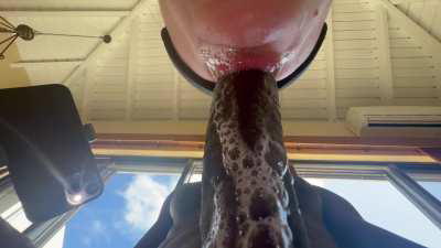 Spit flowing down the dick on a remote island