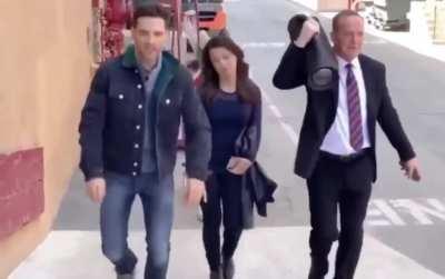 Having a bad day? Here's agent coulson, agent may, and agent shaw jamming to the aos theme