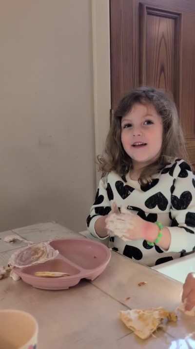 Made her go to bed like this to teach a lesson.