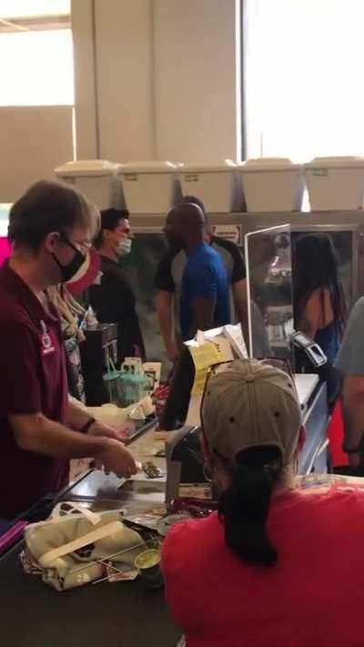 Guy freaking out at the dollar store