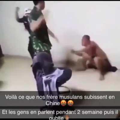 NSFW. I don't know if this belongs here but a friend shared it on Instagram, the poster sais that these guard are beating up a Muslim in on of the chinese contraction camps, I don't know if it's 100% true but from watching this vid I can still safely say 