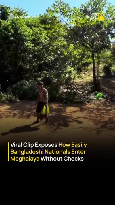 A Video shows people casually crossing from bangladesh into meghalaya without any checks.