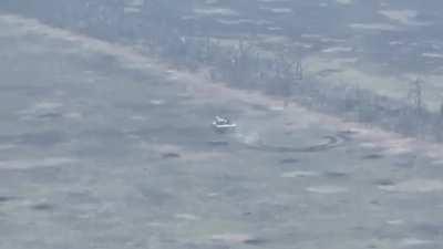 Russian tank made a U-turn and attempted to escape, however it could not out run the Javelin missile. 110th Brigade