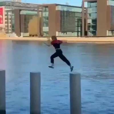 HMC while I jump across these concrete pillars