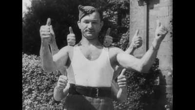 Czechoslovak soldiers in Britain give the thumbs up, 1945