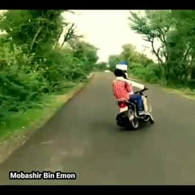 Driving motorcycles in a weird style