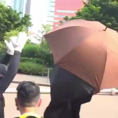 This was 2 years ago now. Glory For Hong Kong ✊ Protestors in H.K seen cutting down facial recognition towers.