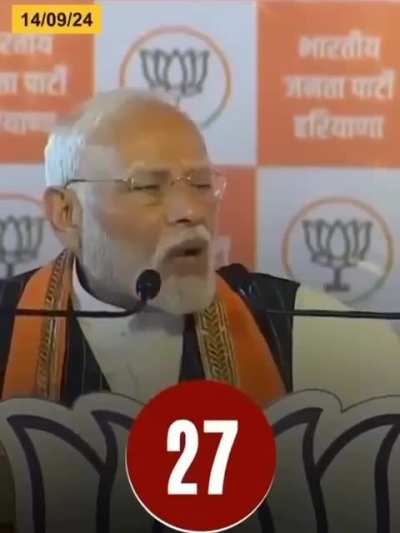 Number of times the word 'congress' used in recent speech by our honourable PM 