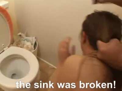 Tia enjoys some toilet humiliation after a rough gangbang with a large group of men