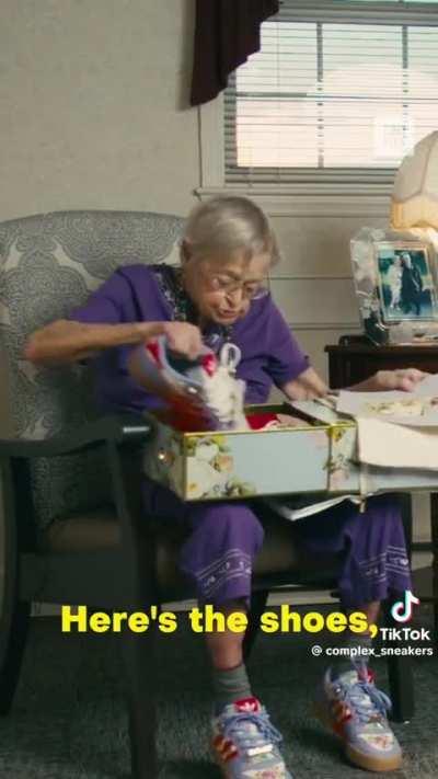 100 year old woman unboxes sneakers she inspired  