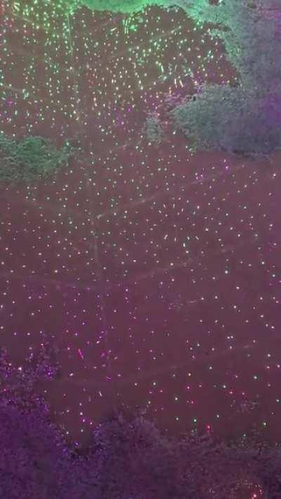 This person caught reflections in a puddle that looked like mini fireworks