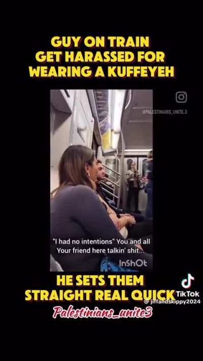 Group harassing a man on the subway for wearing a pro-Paly scarf