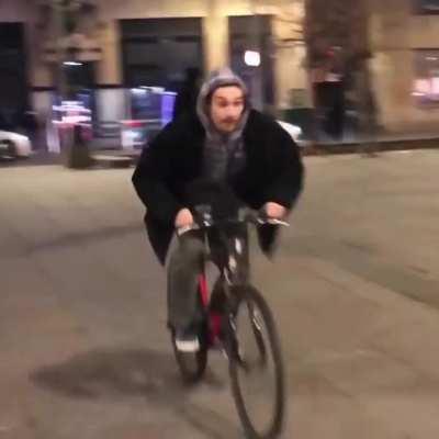 Jumping a ramp on a busy street and crashing into someone