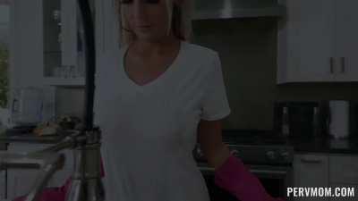 Son Gets Angry About Not Having Any Privacy. Mom Offers To Clean Up His Laundry, Letting Him Take Advantage Of Her Bent Over Position