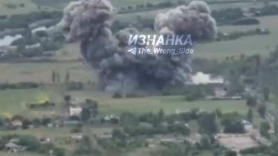 Russian FAB-3000 arrival on position of Ukrainian 141st separate brigade (claimed), village of Komar, Donetsk region