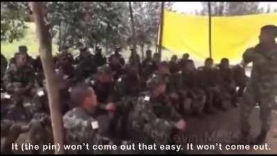 Instructor teaching a class how to use a grenade plays a prank!!!