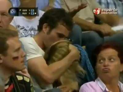 Want a blowjob in the middle of a sporting event? Just tell people she’s not feeling well… no one will notice…