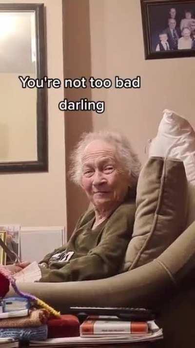 The grandma has Alzheimers, however when she gets complimented she has the loveliest smile ❤️