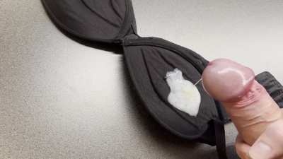 Small but thick & creamy cumshot over her bra