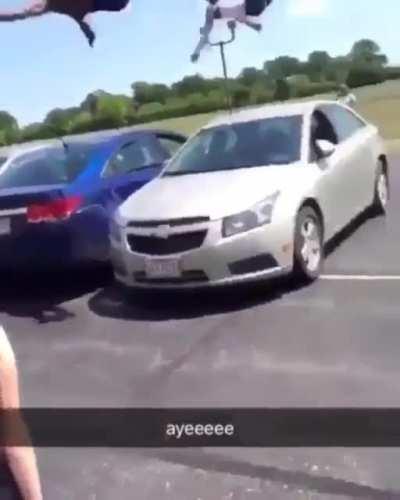 Flipping over three cars