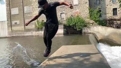 Jumping off water trick