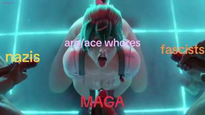 asexual bitches “don’t like sex” until there’s a group of fascist, nazi and MAGA cocks in front of them. they turn into obedient cocksleeves real fast after that
