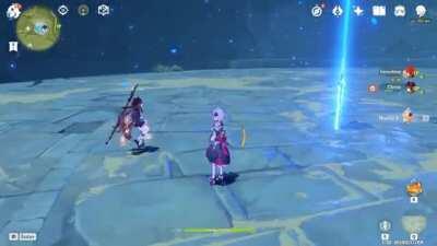 Hu tao marching forward to play with Andrius kek